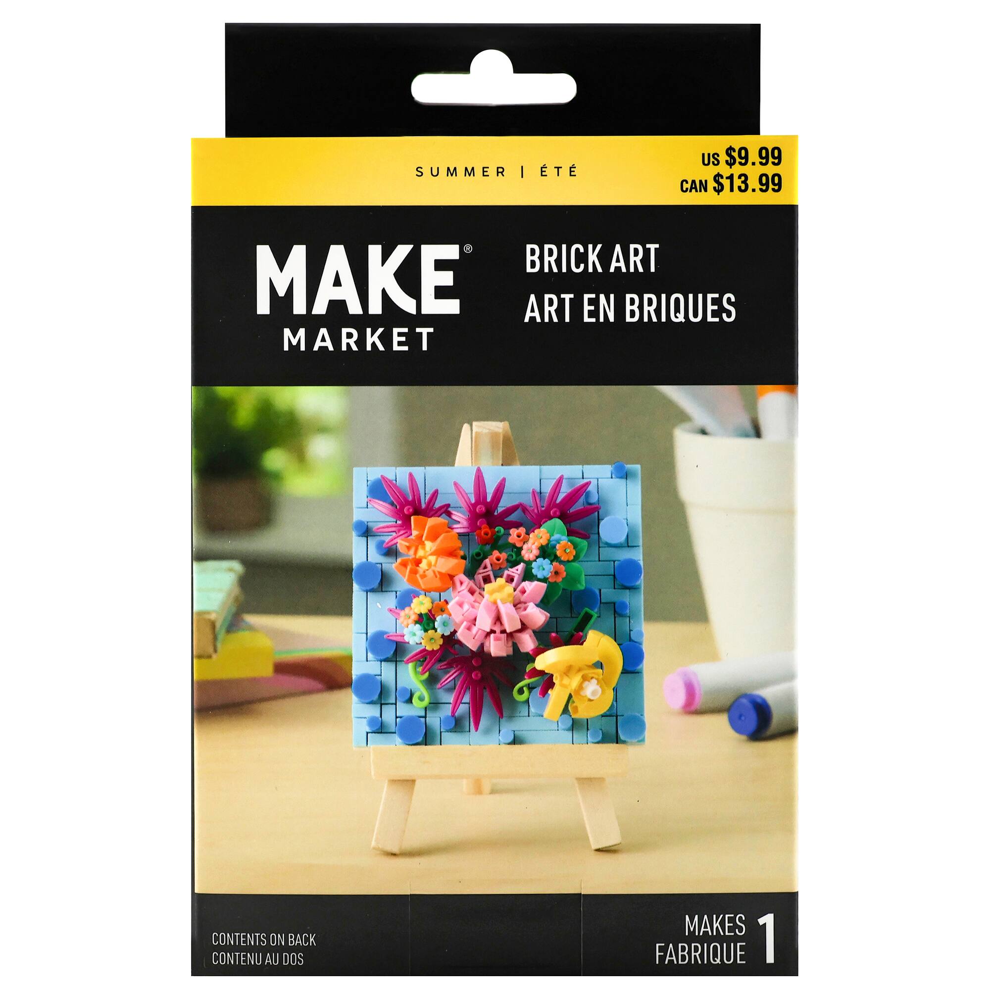 Blue Floral Brick Art Kit with Wooden Easel Design®
